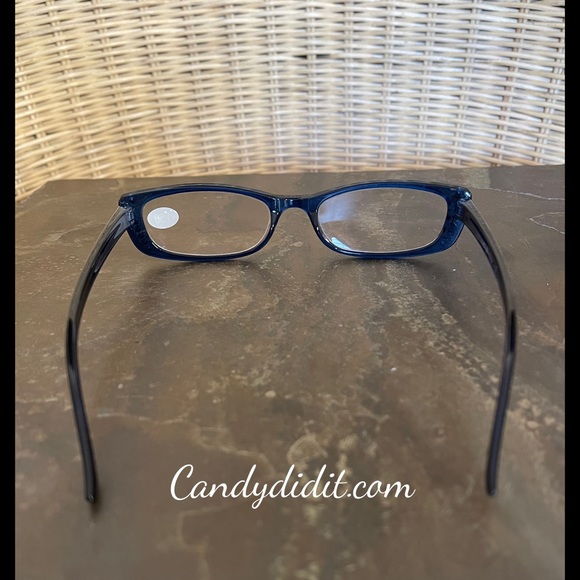 NWT Translucent Blue Frames W/ Sparkly Clear Crystals Bling Reader Glasses 1.50 - Picture 5 of 11
